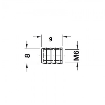 NK HF Rozperné PÚZDRO M6/fí8 D-9 mm Mosadz