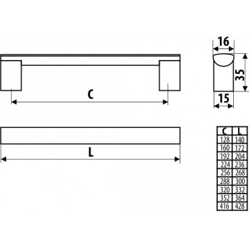 NK GM UCHYT PORTA HLINIK 416mm