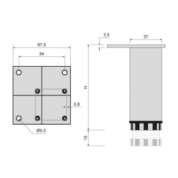 NK MG NABYTKOVA NOHA 38 x 38 x 100 s AL plat