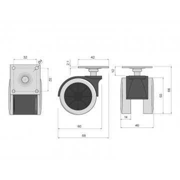 NK MG KOLECKO POGUMOVANE 50mm S PLAT