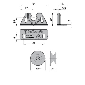 NK QT Button-fix Upevnenie Typ 2 - 90°